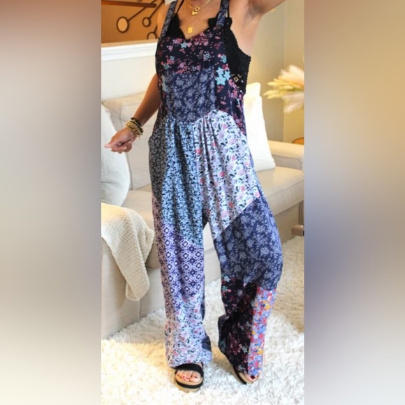 Pants - Floral Patchwork Jumpsuit
